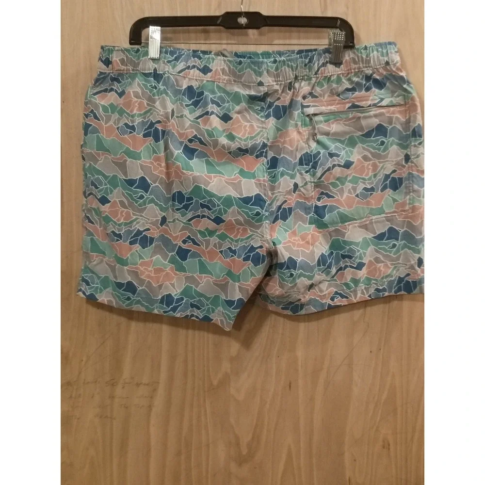 The North Face Mens Class V Belted Shorts XXL Geometric Mountain Print Teal Blue